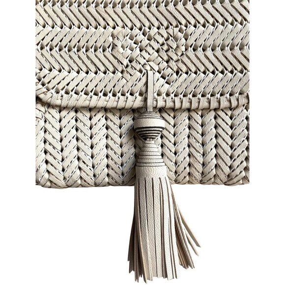 Anya Hindmarch Neeson Tassel Shoulder Bag Capra Leather Chalk White - Picture 9 of 13
